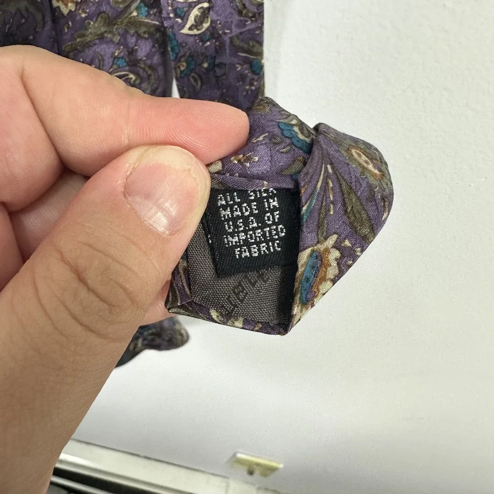 Vintage‎ Christian Dior Tie Mens Silk Paisley Floral Made USA Neckwear Dress 90s